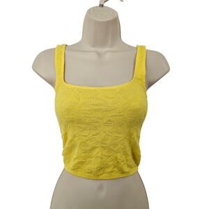 ANTHROPOLOGIE Floral Embossed Crop Top Yellow Size S/M